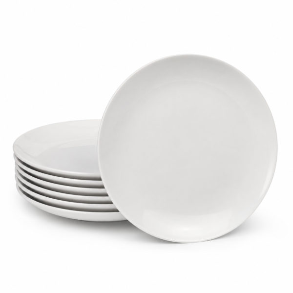 Ceramic Dinner Plate Set Modern White 10 Inch Durable Tableware