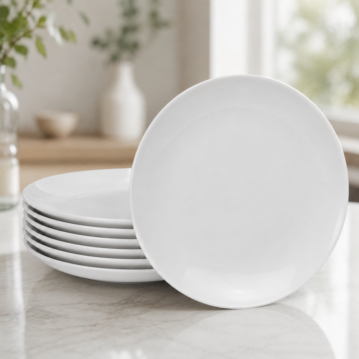 Ceramic Dinner Plate Set Modern White 10 Inch Durable Tableware | Libri e balocchi - Image 3