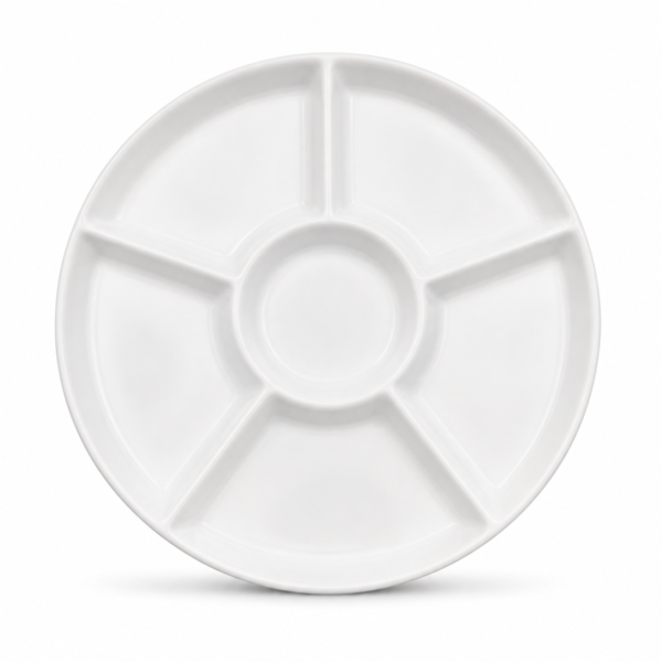 Ceramic Snack Plate Sectioned Serving Tray Durable Design