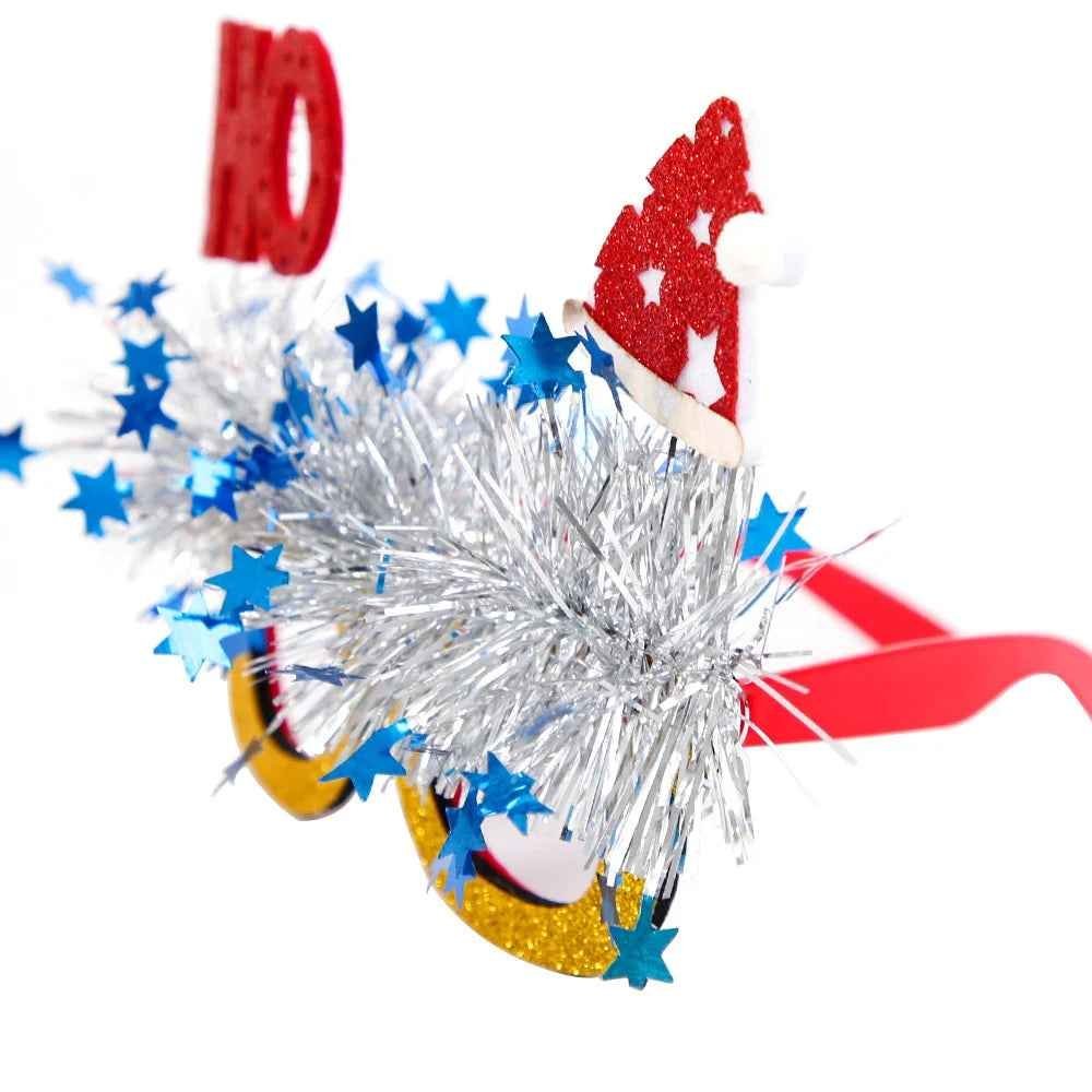 Christmas Party Glasses Novelty Glitter Frames Santa Reindeer Snowman Photo Props - Image 3