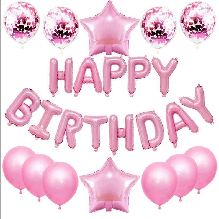 Happy Birthday Balloon Banner Set 25pcs Foil Letters Confetti Stars Party Kit - Image 8