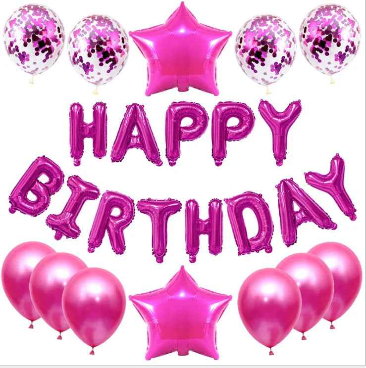 Happy Birthday Balloon Banner Set 25pcs Foil Letters Confetti Stars Party Kit - Image 7