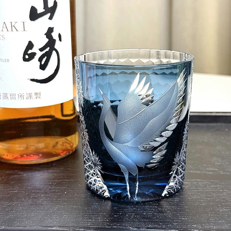 Edo Kiriko Handcrafted Pine & Crane Crystal Whisky Glass - Image 7