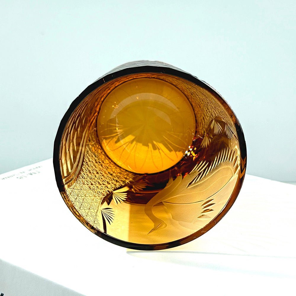 Edo Kiriko Handcrafted Pine & Crane Crystal Whisky Glass - Image 9