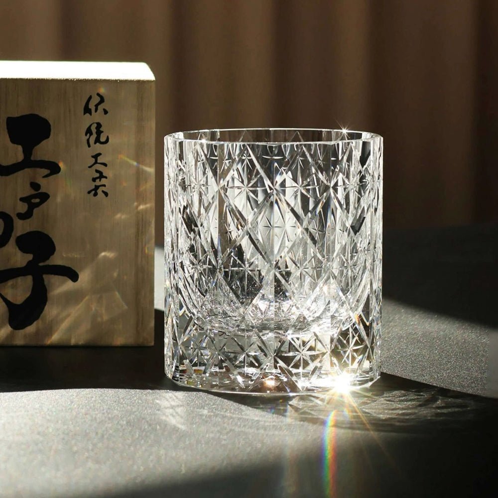 Edo Kiriko Handcrafted Stellar Prism Crystal Whisky Glass - Image 2