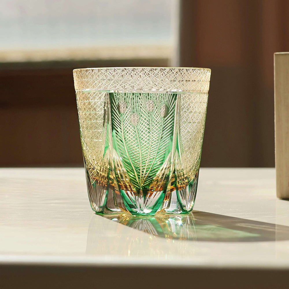 Edo Kiriko Handcrafted Peacock Motif Whisky Glass - Image 4