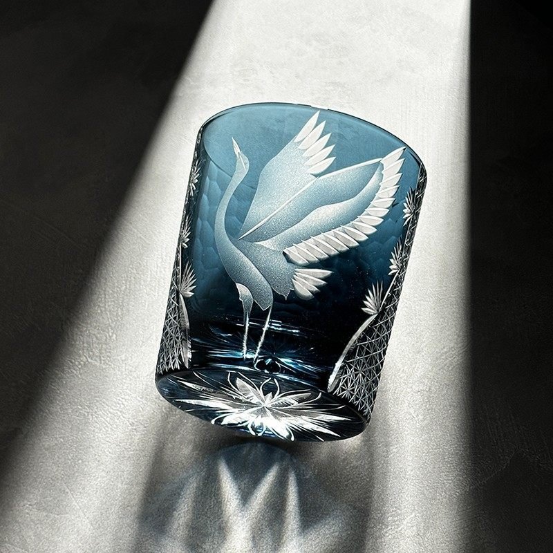 Edo Kiriko Handcrafted Pine & Crane Crystal Whisky Glass - Image 6