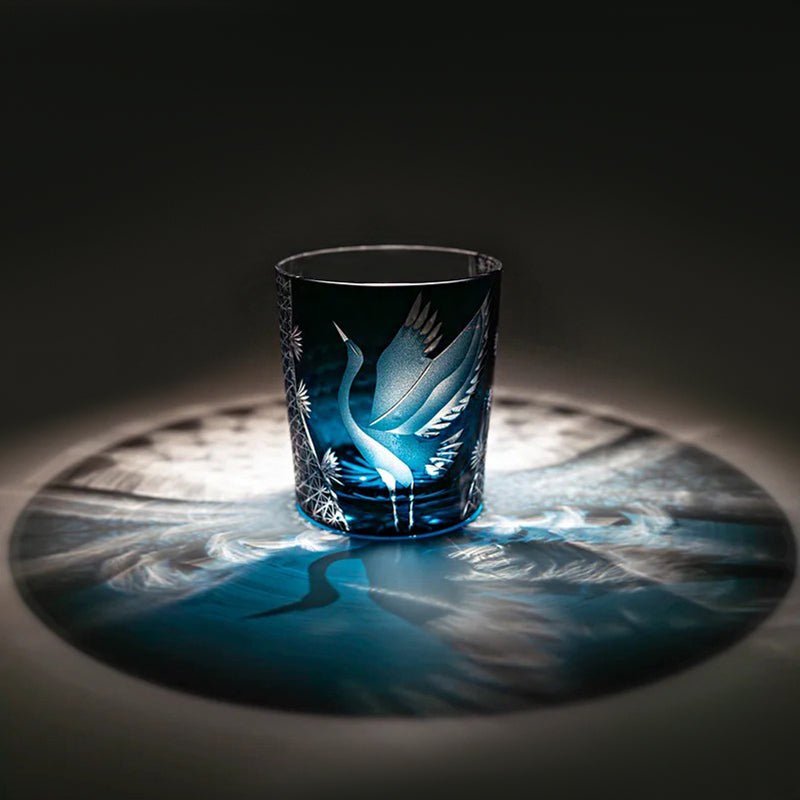 Edo Kiriko Handcrafted Pine & Crane Crystal Whisky Glass - Image 8