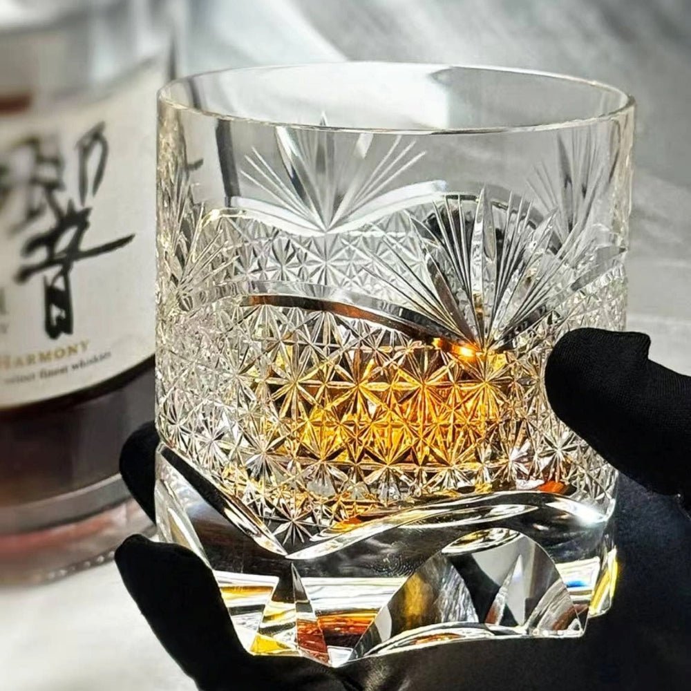 Edo Kiriko Handcrafted Takeha & Chrysanthemum Whisky Glass - Image 7