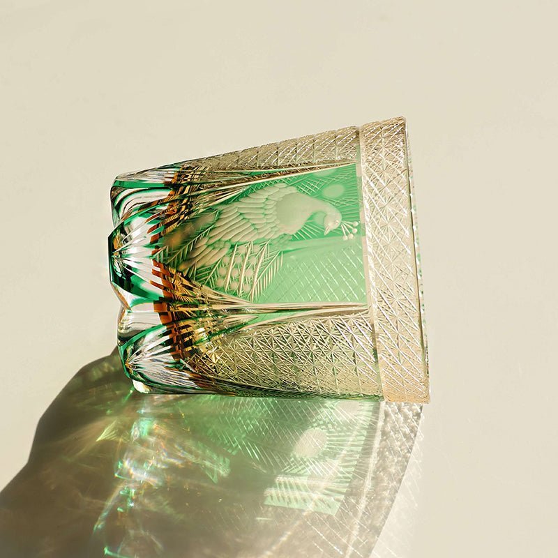 Edo Kiriko Handcrafted Peacock Motif Whisky Glass - Image 12