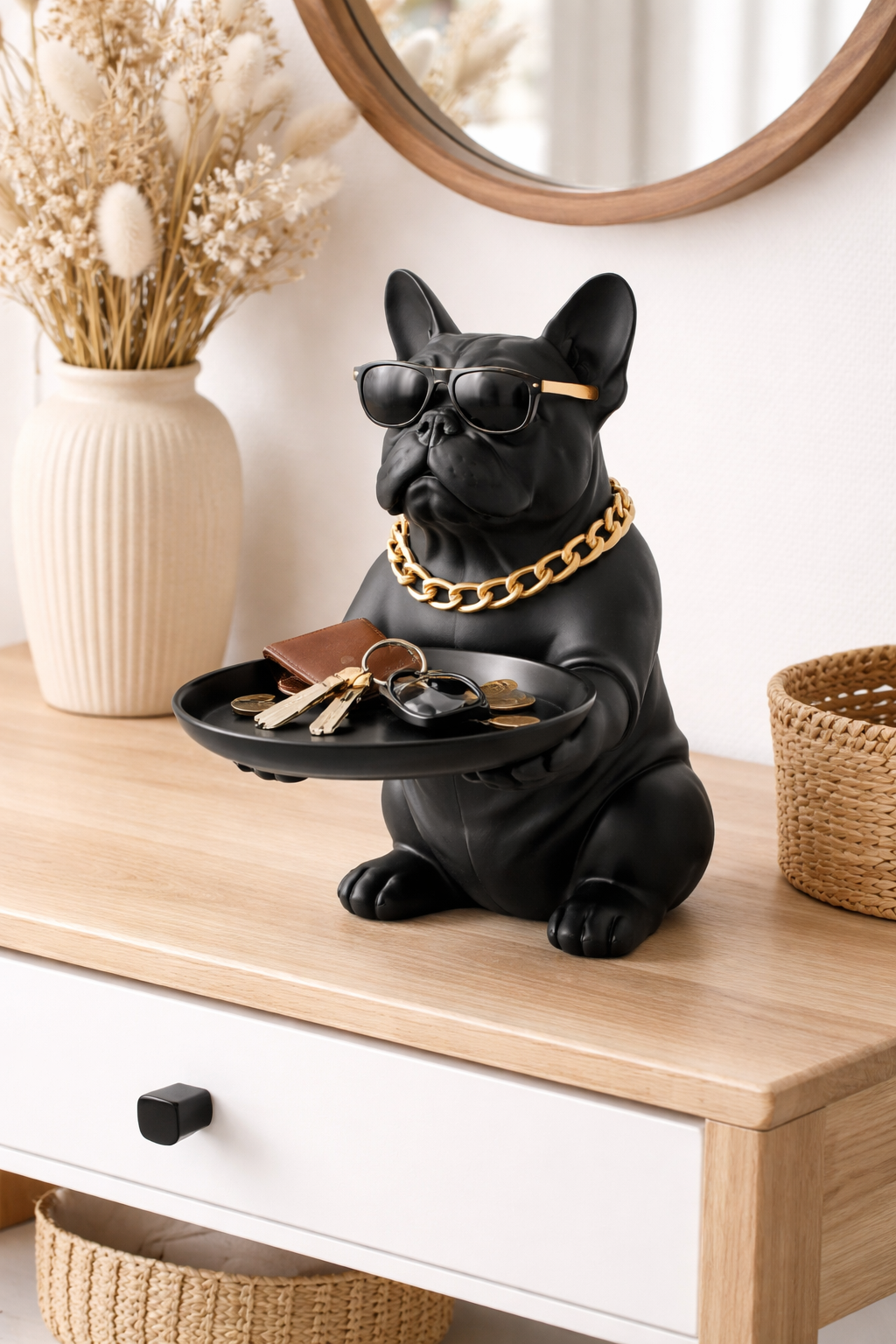 Bulldog Dog Figurine Key Storage Box – Resin Home Decor Statue - Image 4