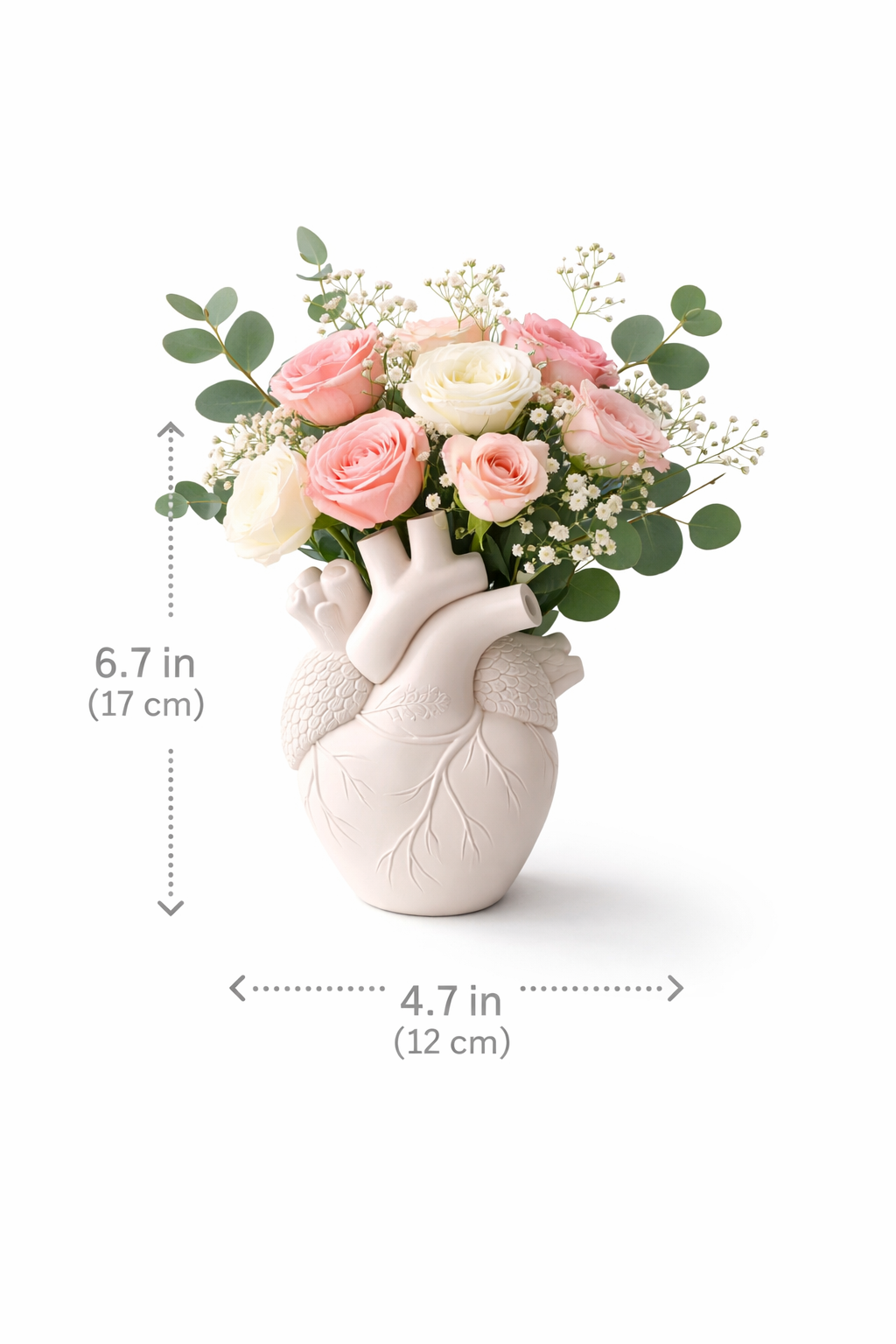 Nordic Anatomical Heart Vase – Resin Decorative Flower Pot for Tabletop - Image 2