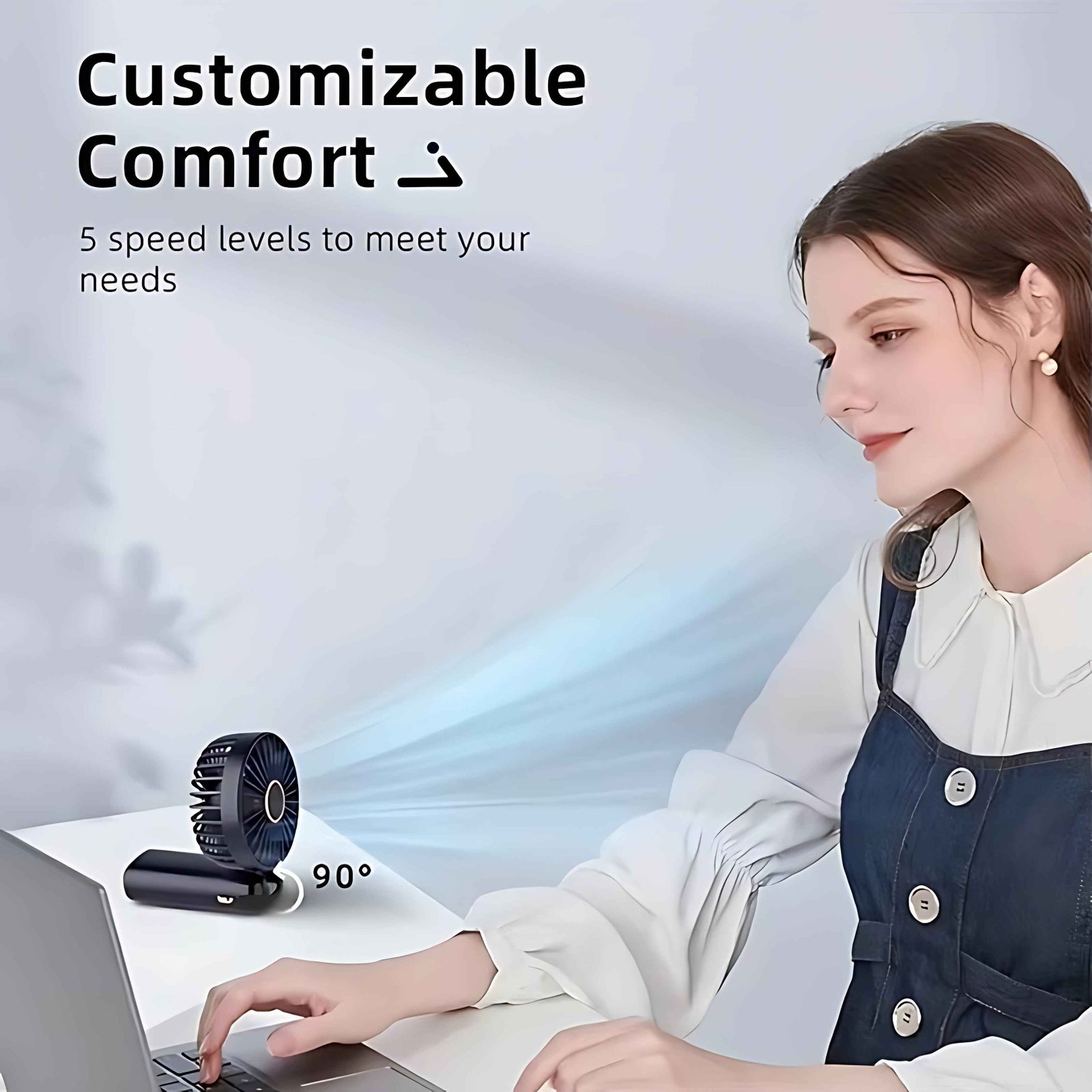 USB Rechargeable Mini Fan – 6 Speed with Smart LED Display - Image 7
