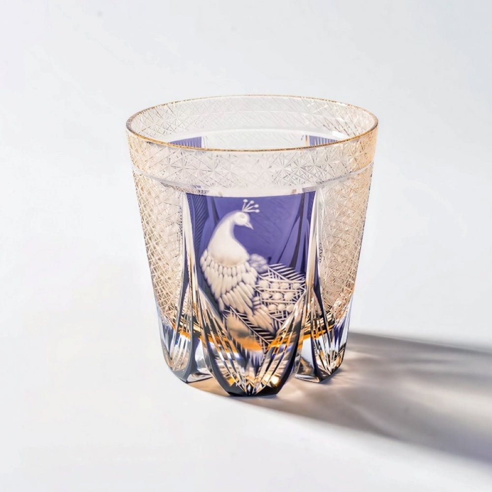 Edo Kiriko Handcrafted Peacock Motif Whisky Glass - Image 14