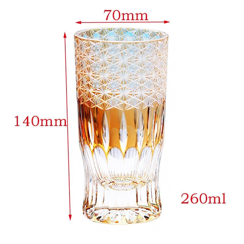Edo Kiriko Handcrafted Sunset-Toned Crystal Glass - Image 11