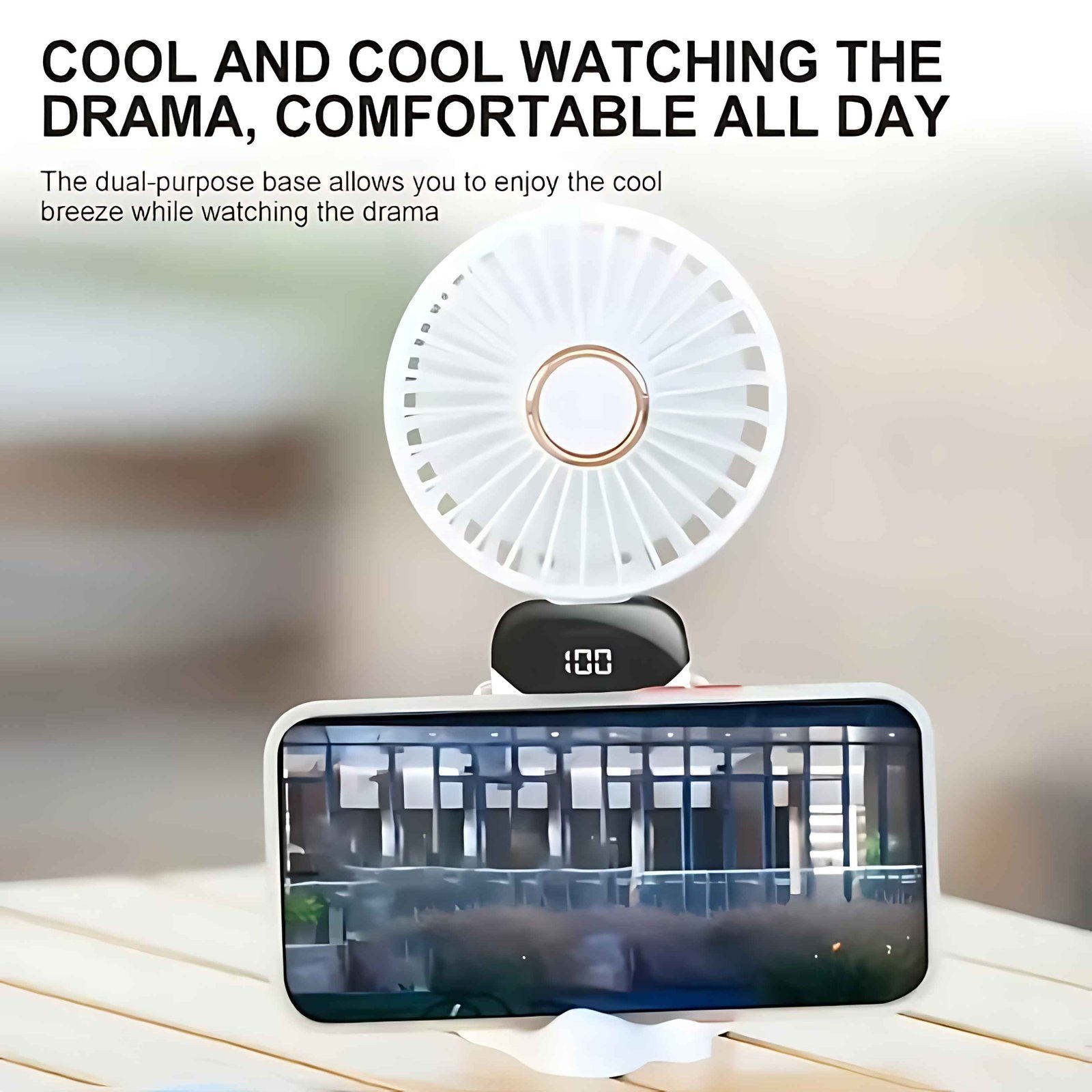 USB Rechargeable Mini Fan – 6 Speed with Smart LED Display - Image 11